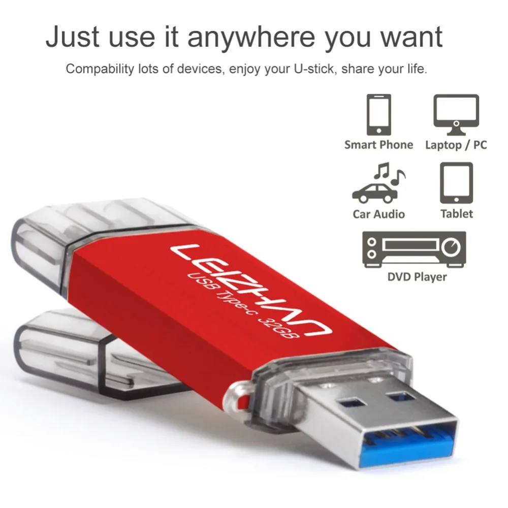LEIZHAN 2 шт. USB флеш накопитель 128 ГБ Type C 16 оптовая продажа 32 3 0 64 карта памяти для
