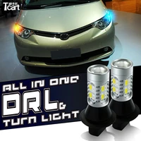 tcart led drl daytime running lights turn signals light all in one for mitsubishi pajero sport accessories drl turn light