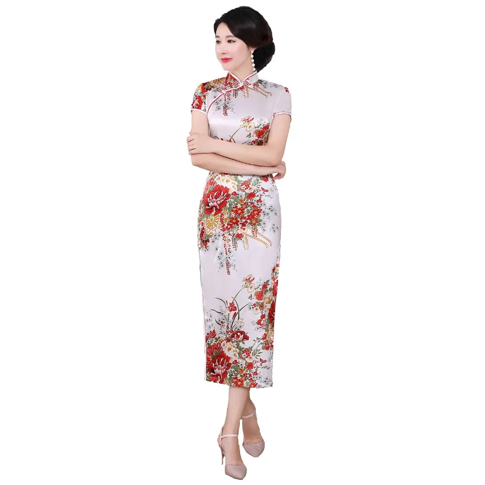 Шанхай история длинное Qipao атласное Cheongsam китайское традиционное платье с