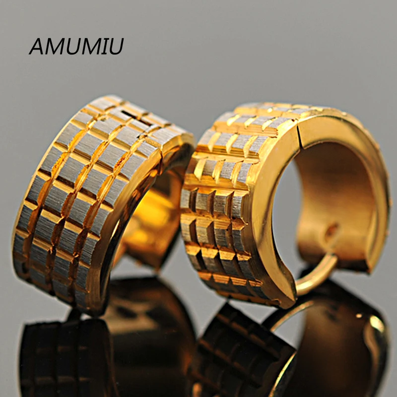 Фото AMUMIU brincos 2020 маленькие квадраты 316l из нержавеющей стали мужские золотые серьги