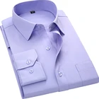 Мужская Однотонная рубашка с длинным рукавом, черная, синяя, белая, фиолетовая, красная, розовая, 4XL, 2021