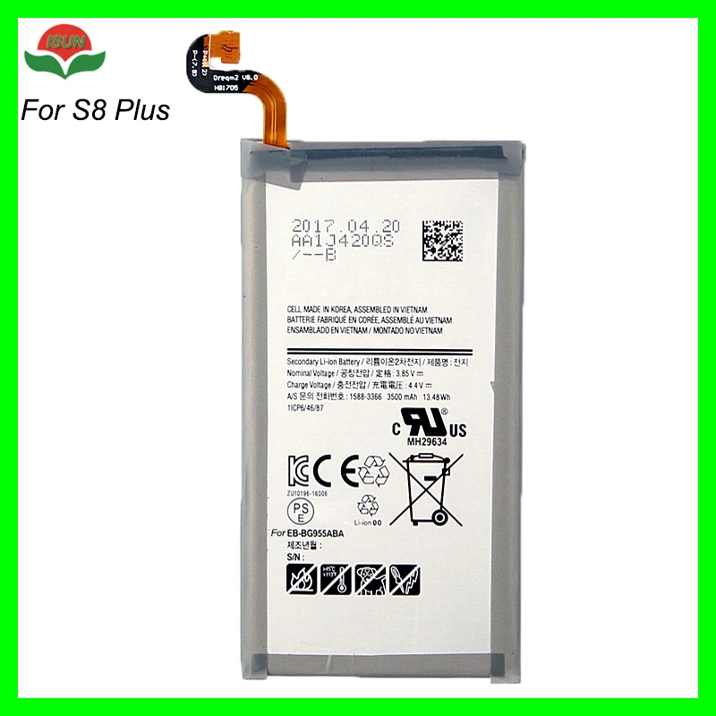 

ISUN 100% original quality 3500mah battery for Samsung Galaxy S8 Plus EB-BG955ABA G9550 G9500 batteries