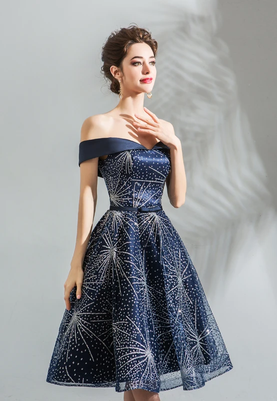 Vestido de festa 2018 темно синие Элегантный Лодка средства ухода за кожей Шеи с открытыми