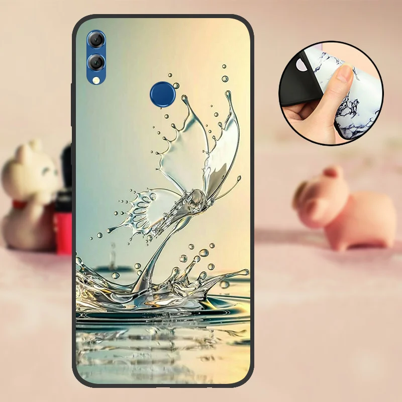 ASSDV Чехол для huawei Honor 8X черный мягкий Силиконовый ТПУ чехол из ТПУ чехол для huawei Honor 8X бампер с милым рисунком черный чехол - Цвет: ASSDV
