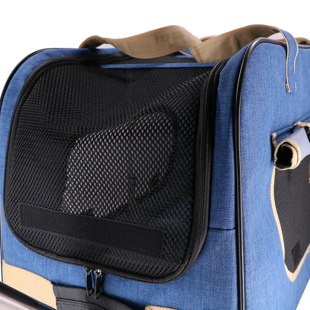 Pet Dog Carrier Bags with Removable Rolling Wheels Dogs Cats Carrier Backpack Breathable Luggage Pets Car Travel Transport Bags