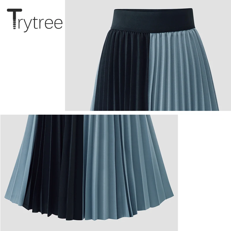 Trytree сезон весна лето Женская юбка Повседневное полиэстер пэчворк 2 цвета