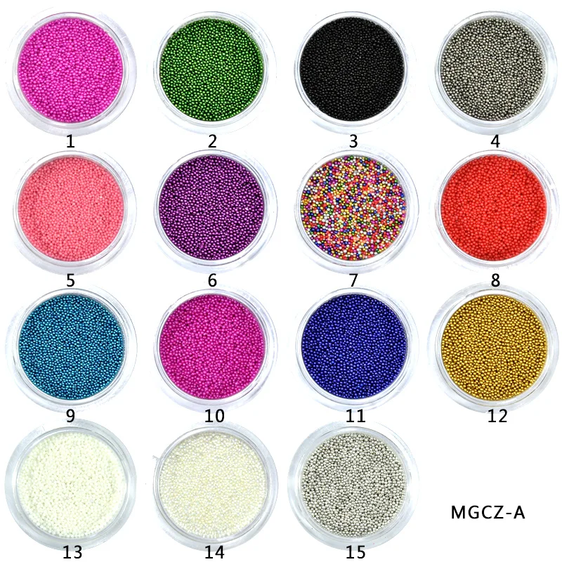 

15pots/Lot 15gram/Pot 0.6mm-0.8mm Colorful Caviar Manicures Pedicures Beauty Micro Tiny Beads Nail Art Stickers,MGCZ21221