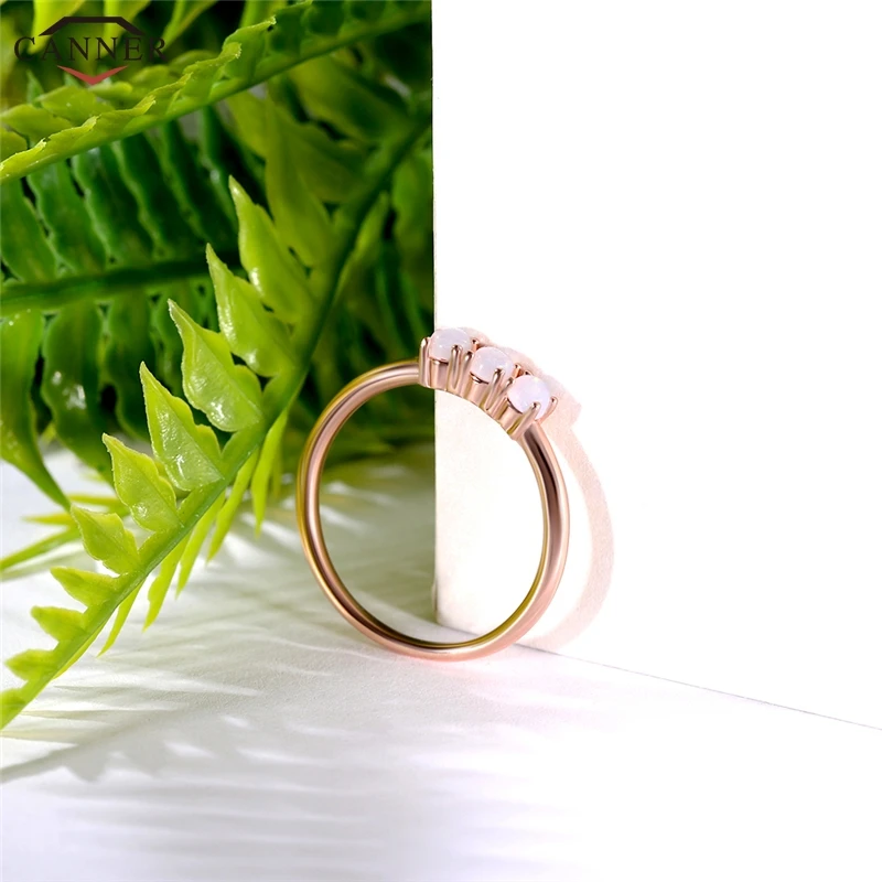 Элегантные кольца с белым опалом для женщин из розового золота девушек Свадебное
