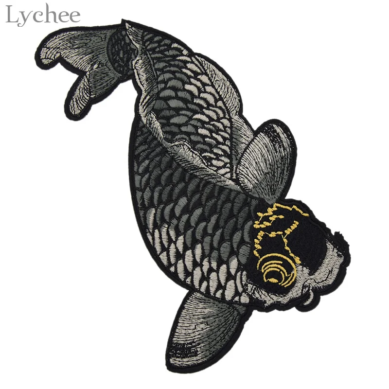 Lychee Life 1 комплект вышитых пластырей Koi Fish вышитый Железный пластырь для