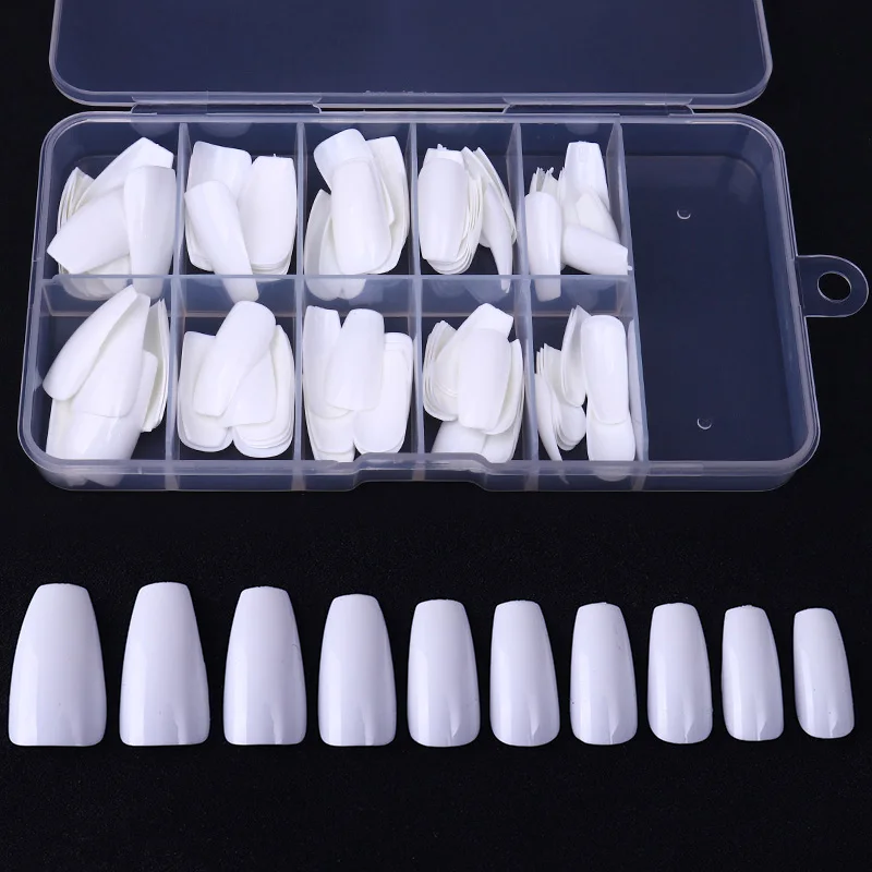 1 коробка 100 шт. накладные ногти форма гроба длинные красивые полностью