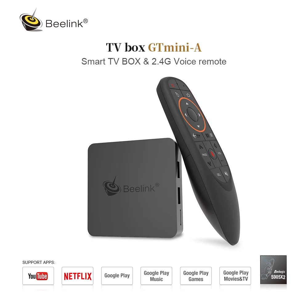 Beelink GTmini Смарт Android 8,1 ТВ приставка Amlogic S905X2 приставка 2,4G голосовое дистанционное управление Поддержка Netflix 4K обновленная GT1 mini