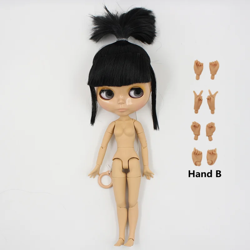 Ледяная шарнирная кукла blyth toy joint body черные волосы загар кожа 1/6 30 см голая кукла - Цвет: tan skin