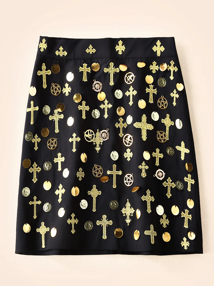 Ziwwshaoyu, винтажная расшитая блестками юбка+ рубашка с принтом бриллиантов, темпераментный костюм из двух частей, весна и лето, женский комплект
