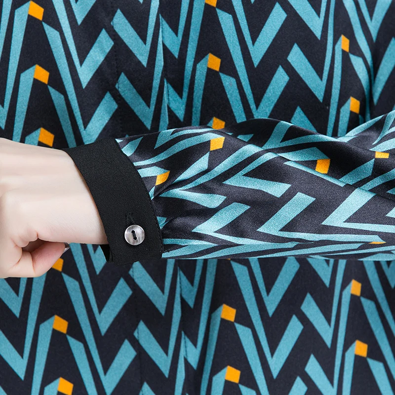 2XL брендовая рубашка из 100% шелка женские блузки весна лето 2019 новые шелковые с