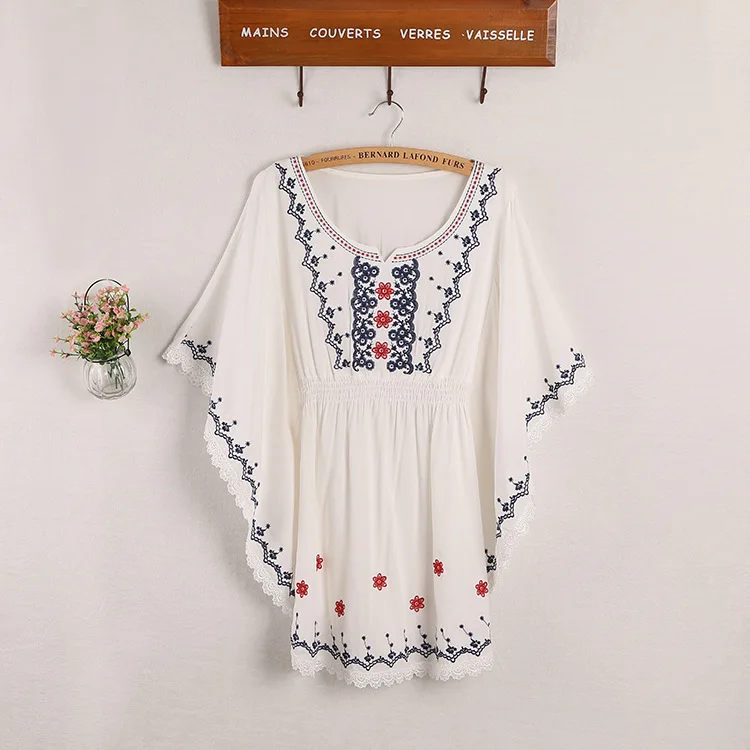 Лето 2016 Цветочная Этническая вышивка Геометрическая хиппи свободная