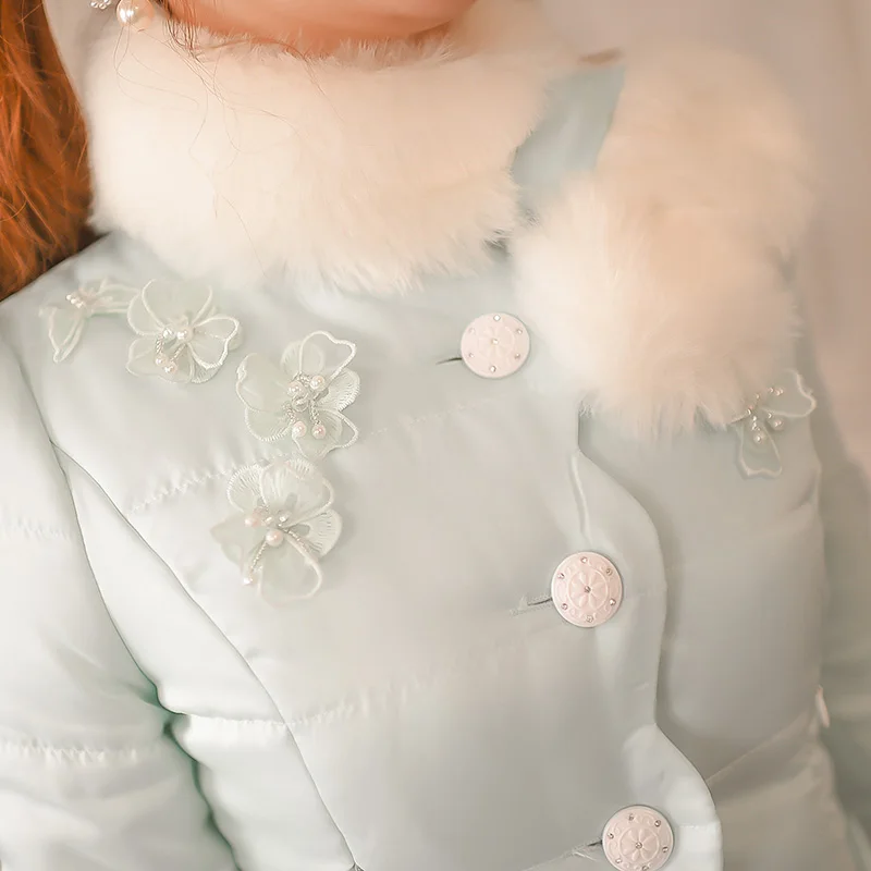 Princess sweet blue Cotton coat Candy rain Embroidery Lace Brow decoration Single breasted Sweet Japanese design C16CD5004 | Женская