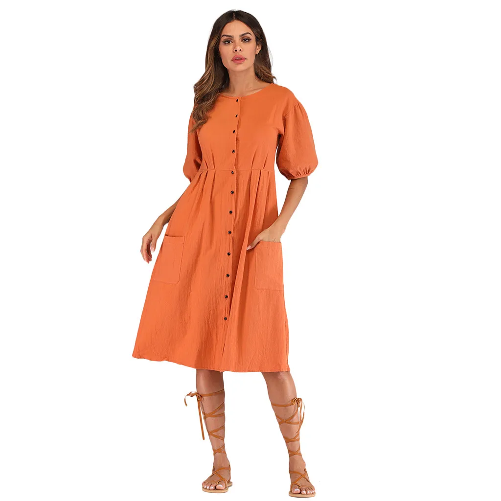 Vetement femme 2019 vestido модное женское платье с коротким рукавом круглым вырезом