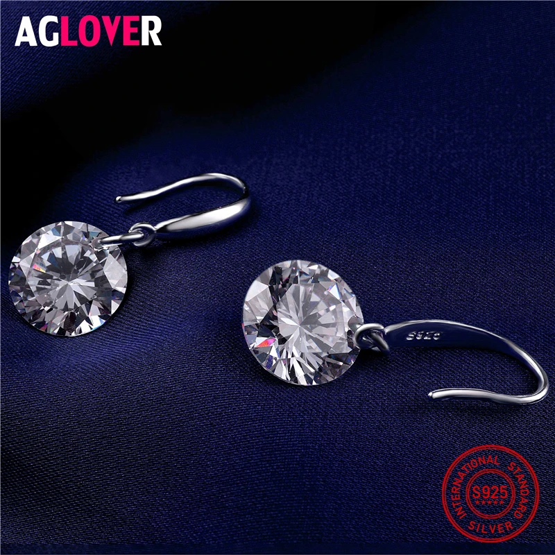 Женские серьги подвески из серебра 925 пробы с цирконом AAA|silver earings with zircon|silver earrings