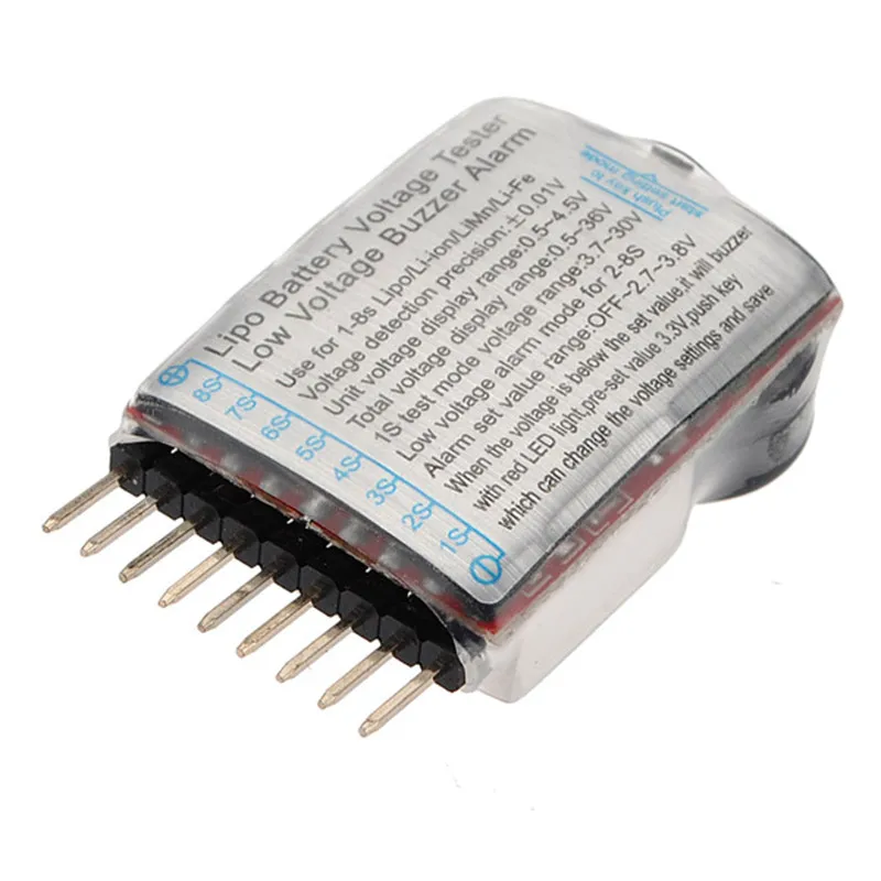 Монитор напряжения 1-8S Lipo/li-ion/Fe напряжение батареи 2в1 тестер низкого напряжения Звуковой сигнал 3,7-30 в 3,9 см x 2,4 см x 0,9 см