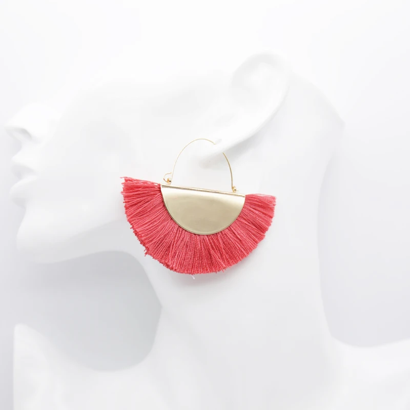 Coco & willow многоцветный бахрома веером форма Богемия кисточкой обруч серьги для