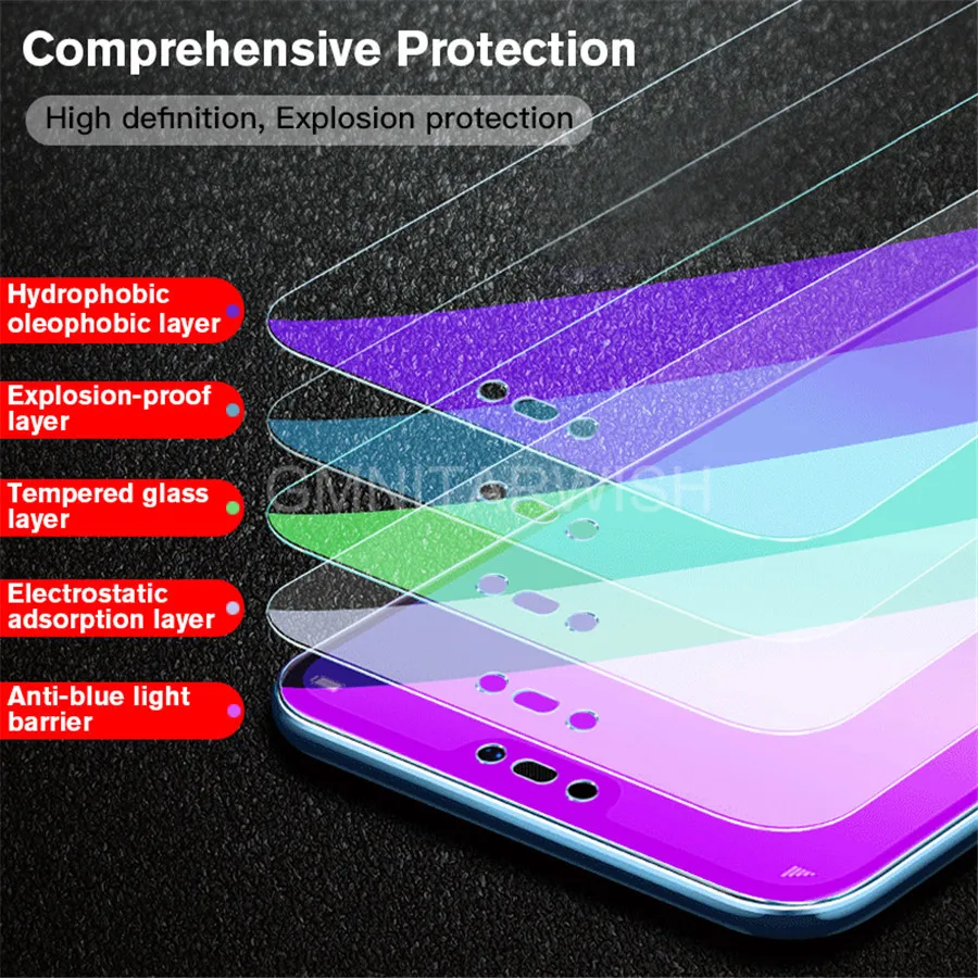 9H анти УФ Фиолетовый Синий свет отпечатков пальцев закаленное стекло для Xiaomi 9 8 SE