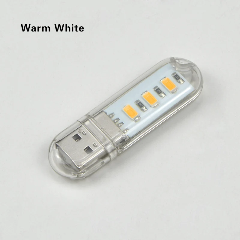 Warm White MIni USB Светодиодный USB светильник для чтения, книжный светильник, гибкая лампа для ухода за глазами, яркие настольные лампы, мини USB светодиодный светильник для ПК и ноутбука, внешний аккумулятор - Цвет: Warm White MIni USB