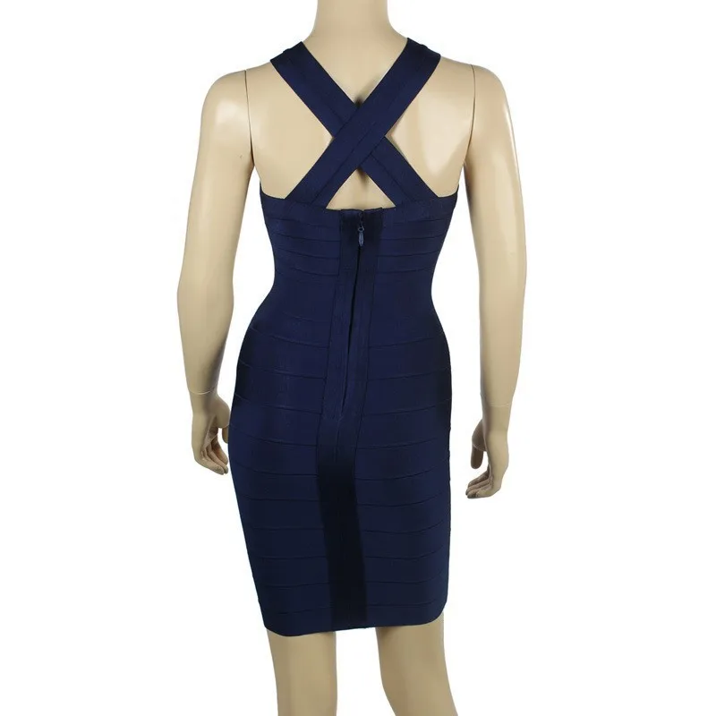 Темно синие Замочная скважина с открытыми плечами Высокая Талия бандаж 2015