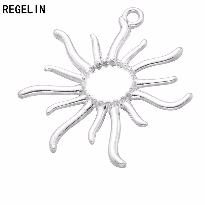 Подвеска в форме солнца Посеребренная 10 шт./лот 12 мм | Украшения и аксессуары