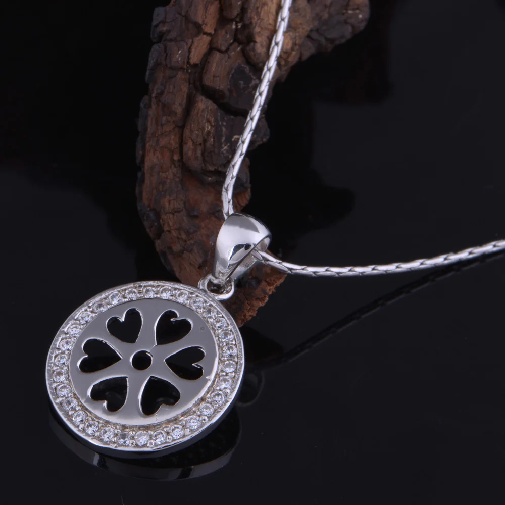 Nice White Plated Necklace With Shine Crystal And Hollow Heart Shape Design Pendant For Women Gift | Украшения и аксессуары