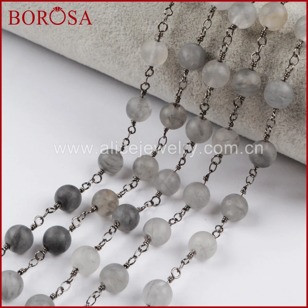Цепочка Из Бисера BOROSA золотистая цепочка из матового серого агата с ограненными
