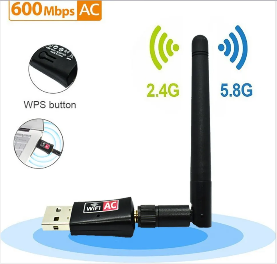 600 Мбит/с USB 2 4/5 ГГц двухдиапазонный беспроводной Wi-Fi 802.11AC сетевой адаптер с