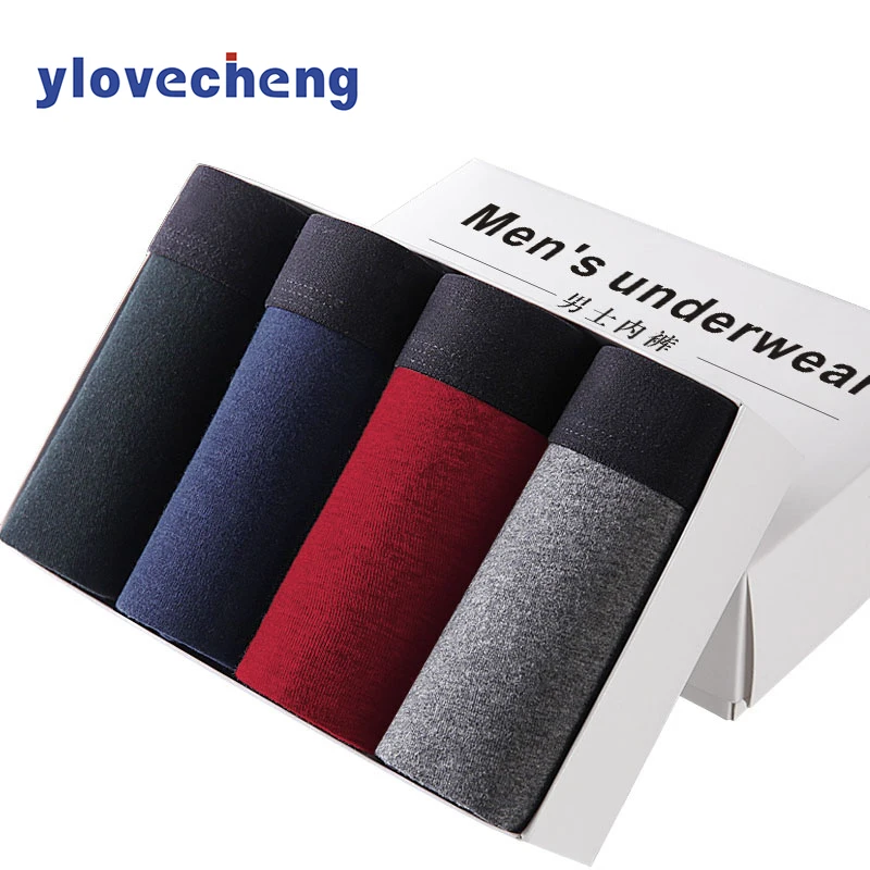 4 шт./лот мужские хлопковые трусы YLOVECHENG мужское нижнее белье дышащие боксеры