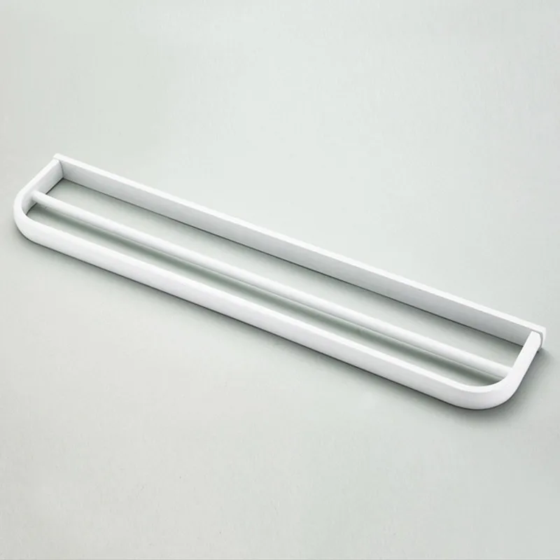

Free shipping 57cm length Europe style white color copper bathroom accessories double towel bars wall towel rack toallero