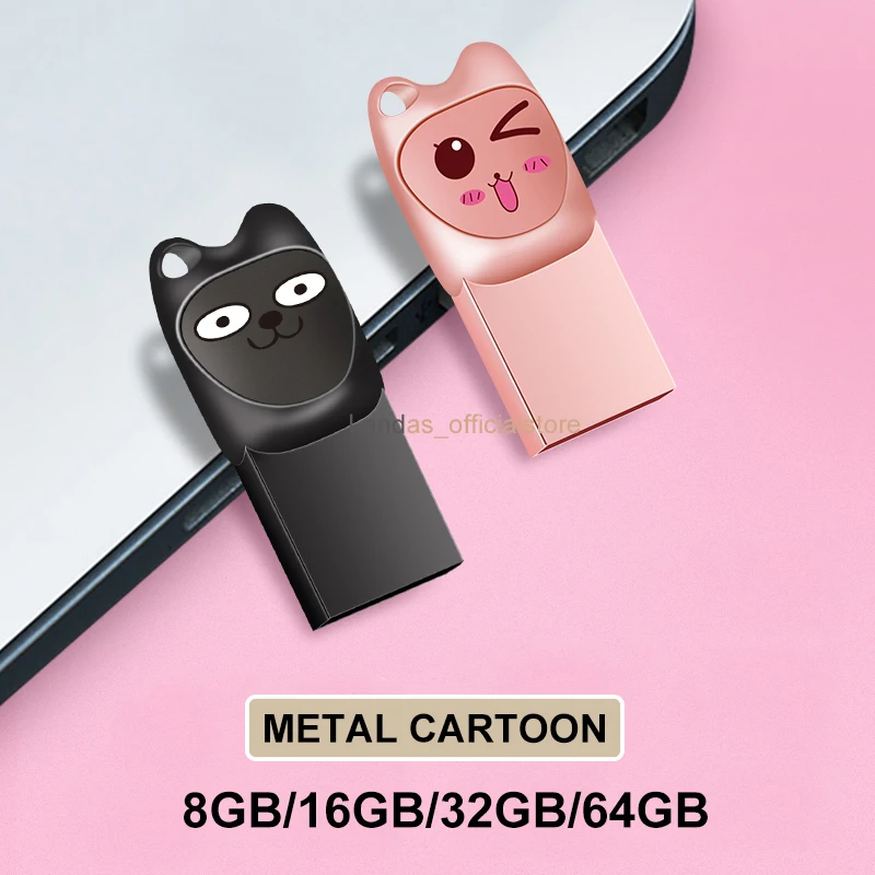 Cute Cartoon USB Flash Drives 64GB Pendrive Personalizado 32GB 16GB 8GB Pen Drive USB Stick For Couple Girl Wedding Gift