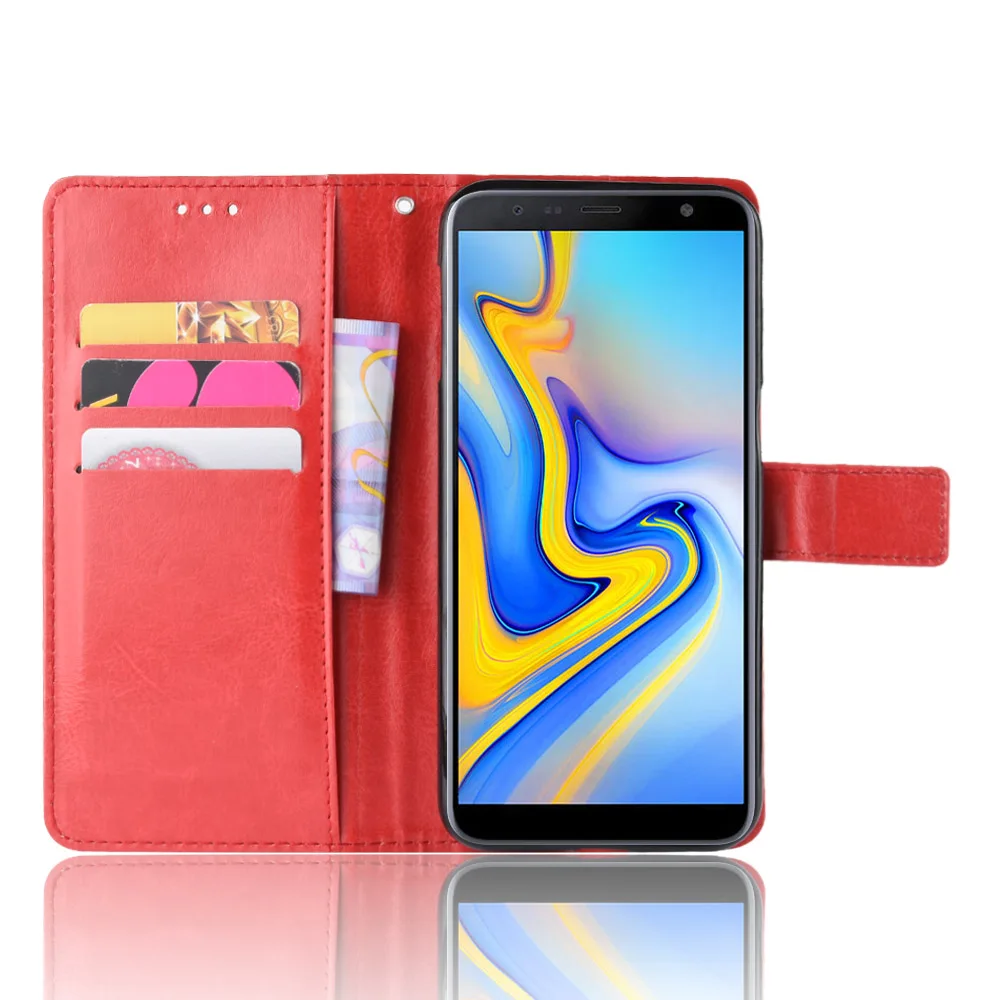 Чехол книжка для Samsung Galaxy J6 Plus + J610 SM J610FN/DS J610F/DS мягкий чехол кошелек кожаная