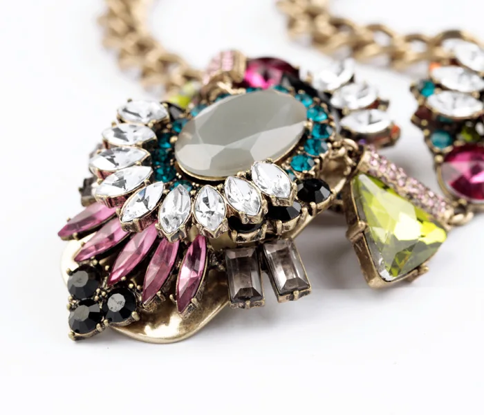 Женское массивное ожерелье из искусственного драгоценного камня|women collar|chunky