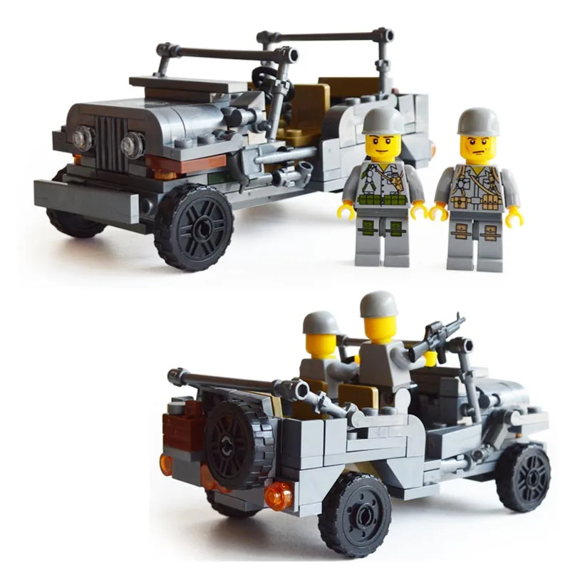 Военный джип США Willys MB строительный блок ВВС модель автомобиля мировая война 2 Kazi