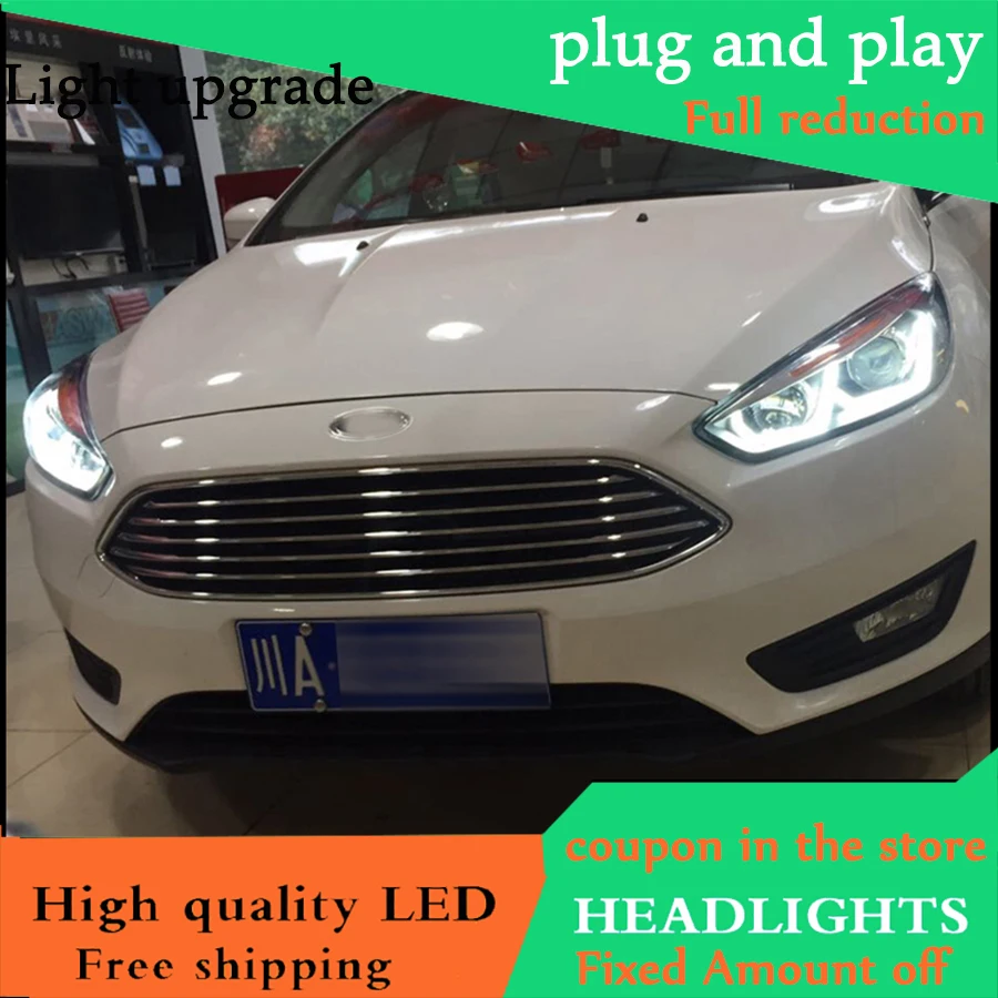 Автомобильный Стайлинг головной светильник для Ford Focus MK3 s 2015 2017 светодиодный DRL