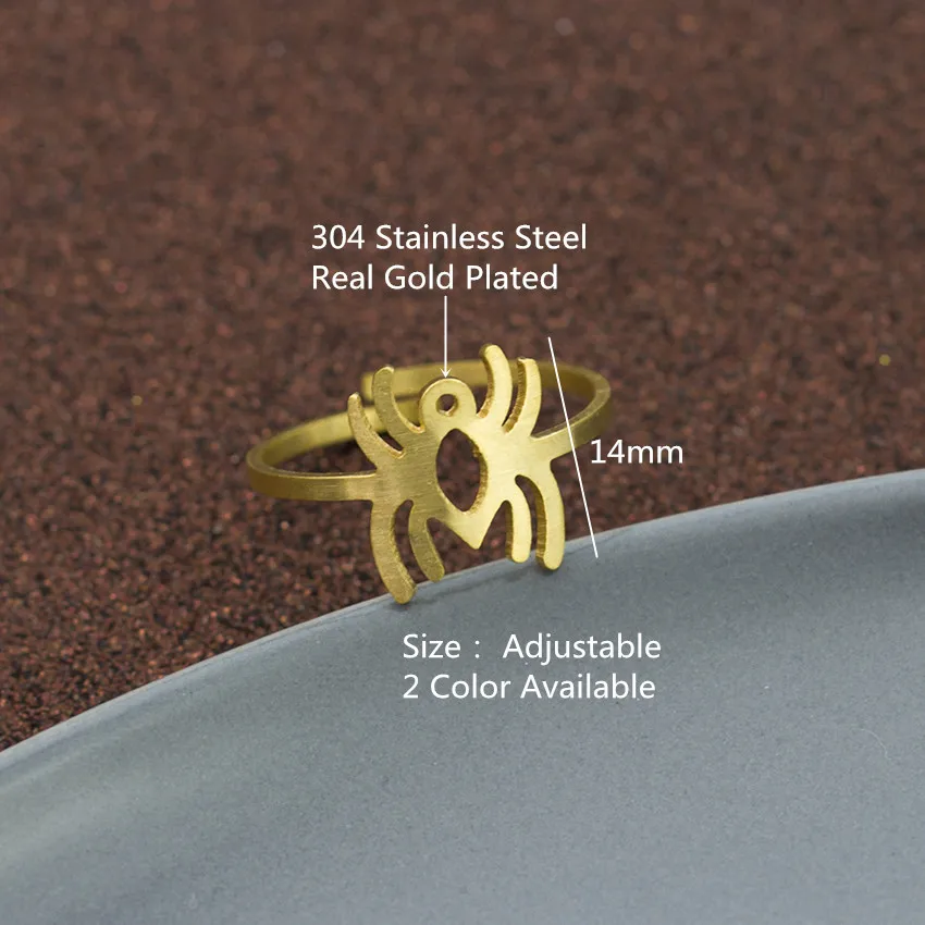 Gold Color Anillo Hombre Geometric Jewelry Stainless Steel Delicate Spider Adjustable Rings For Women Men Birthday Gift | Украшения и
