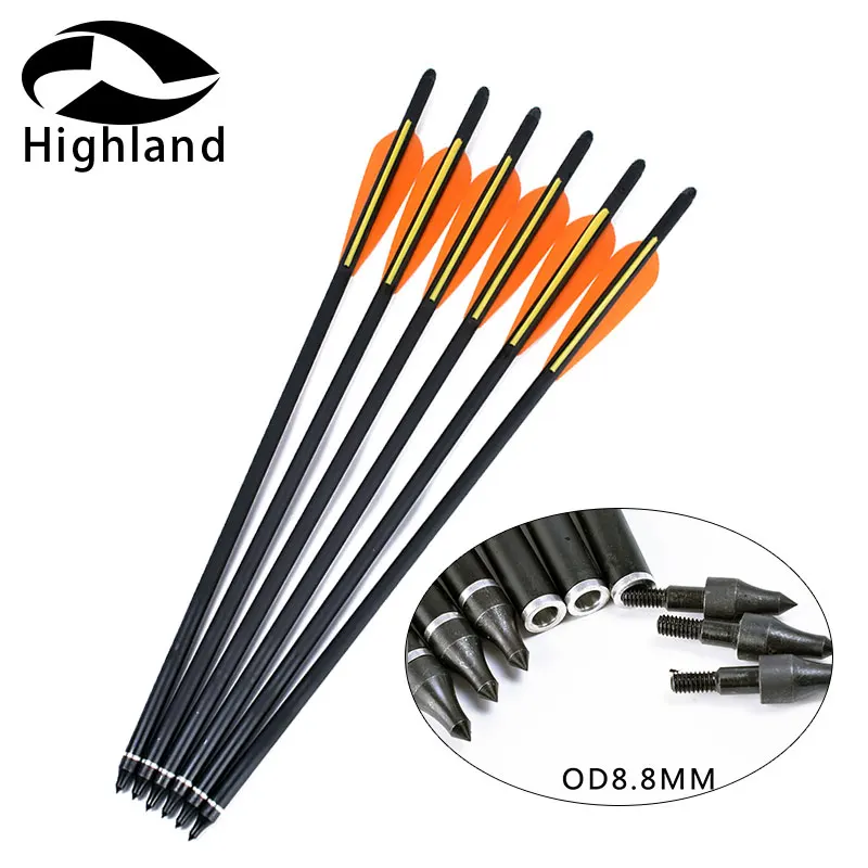 

12pcs 16/17/18/20/22 inch Compound Bow Carbon Arrow Crossbow Orange Yellow Feather Replaceable Arrow Fit Hunting Archery