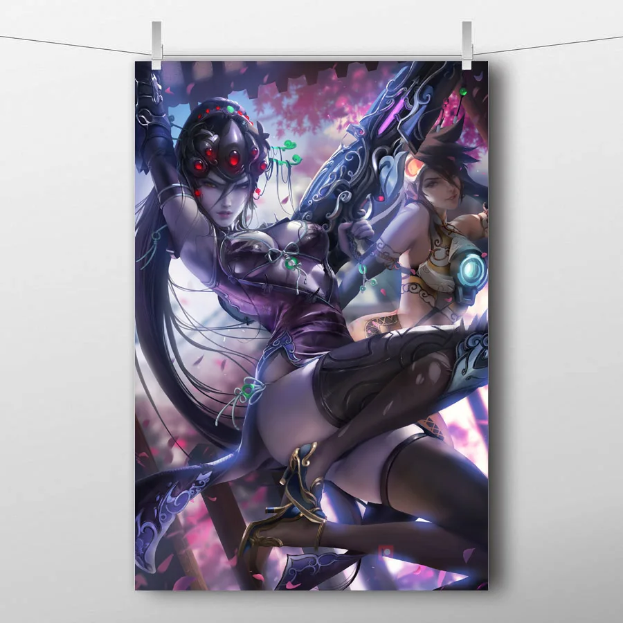 Widowmaker Overwatchs игровые плакаты холст печать аниме девушки живопись настенное