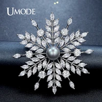 umode new pearl brooch jewelry for women large rhinestone crystal flower brooches and pin wedding smowflake collar brooch ux0007