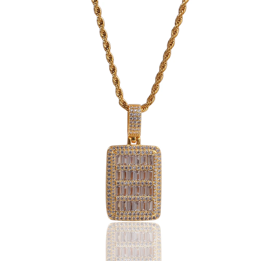 Uwin квадратная Военная карта кулон AAA кубический циркон Bling Iced Out золотой цвет мужская хип хоп ювелирные изделия для подарка