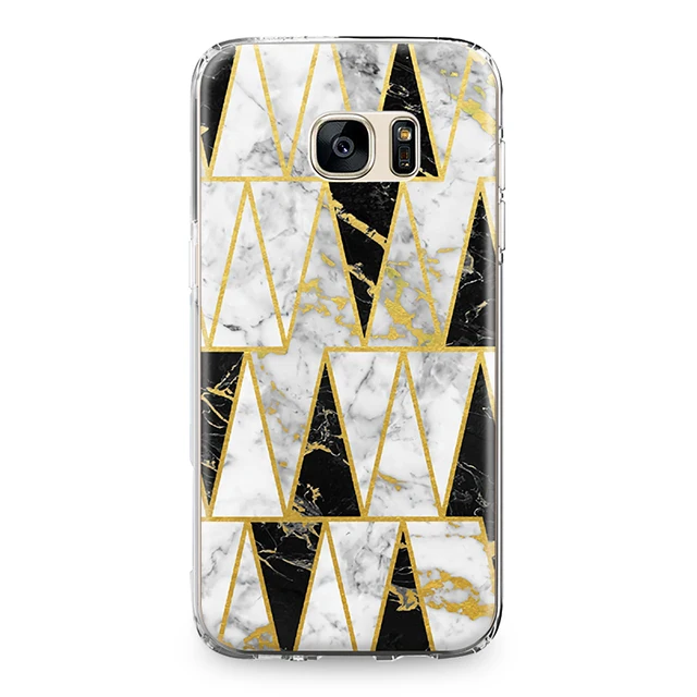 Золотой боковая неправильный многоугольник чехол под мрамор для samsung Galaxy S4 S5 S6 S7 край S8 S9 S10 плюс S10e Note 4 5 8 9 ТПУ чехол для телефона