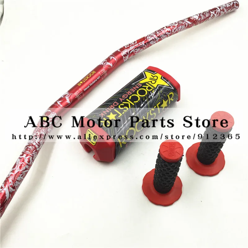 Red PRO Metal Mulisha Pack Fat Bar 1-1/" Dirt Bike MotorCross Fat Bar MX алюминиевый руль для гонок 810 мм Новые PRO конические ручки - Цвет: Red