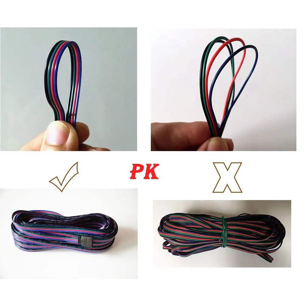 Удлинительный кабель постоянного тока 12 В 4 контакта RGB 22AWG проводника шнур провод
