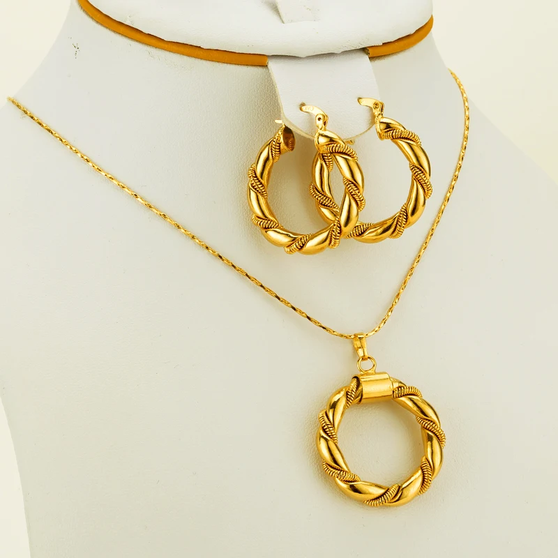 Африканские наборы золотые ювелирные изделия эфиопское ожерелье и серьги