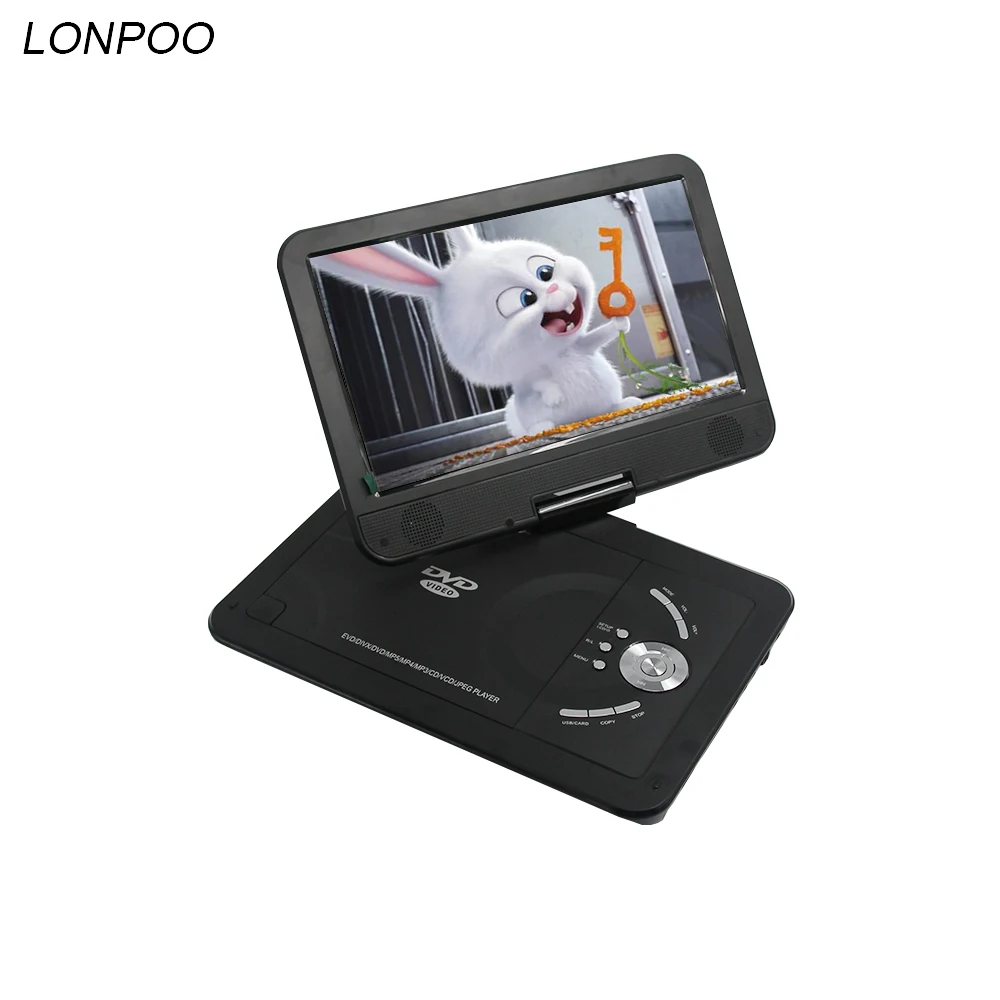 LONPOO Портативный DVD плеер RCA автомобиля Зарядное устройство 10 1 дюймов поворотный