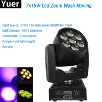7x15w led rgbw 4in1 wash moving head light zoom function 1014 channels dmx 512 control bar dj disco professional stage lights