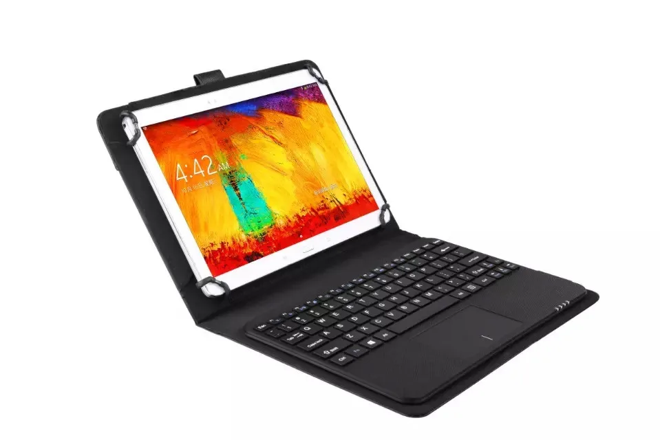 Съемная Беспроводная Bluetooth клавиатура с тачпадом + PU кожаный чехол подставка для